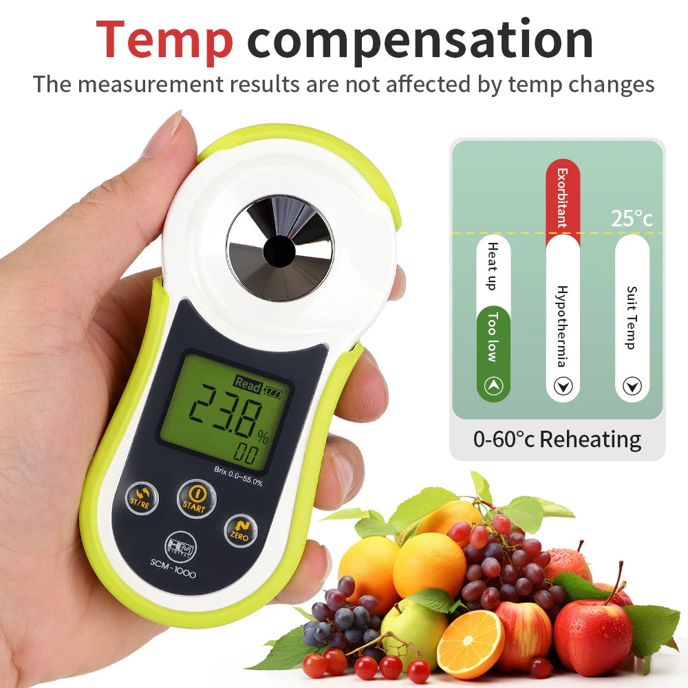 Digital Display Sugar Brix Meter Refractometer 0.0-55.0% Fruits Drinks Beverage Sugar Content Measuring Instrument Saccharimeter