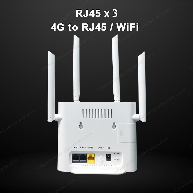 4G SIM card wifi router 4G lte cpe 300m CAT4 32 wifi users RJ45 WAN LAN indoor wireless modem Hotspot dongle