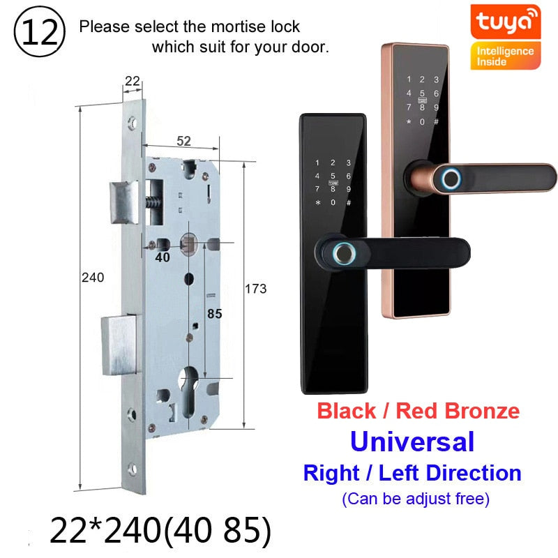 NEW RAYKUBE H4 Tuya Electronic Lock Wifi Smart Door Lock Fingerprint Lock Password IC Card Key USB Charge For Smart Home