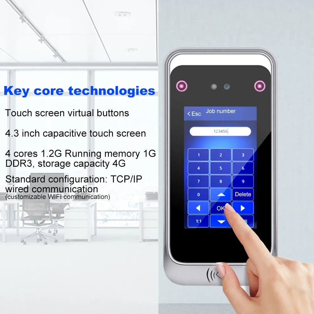4.3inch TCP/IP / Wifi Dynamic Face Recognition Attendance System Terminal Time Attendance Door Access Control System USB Record