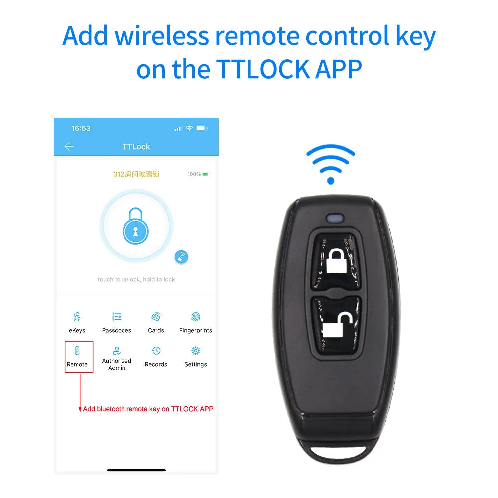 TTLock Wireless Remote Controller Key Fob R1 2.4GHz for TTLock Smart Lock Door Access Devices with RF module Remote Control