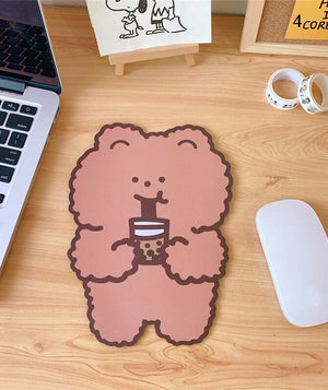 Cute Cartoon Mouse Pad Chocolate Bear Student Notebook Rubber Pad Keyboard Protection Pad Office Desktop Non-slip Mouse Pad
