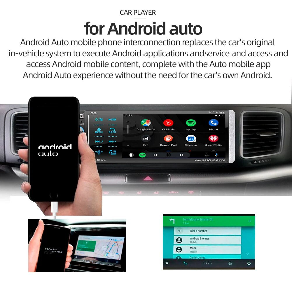 Ptopoyun 5.1 Inch Car Multimedia MP5 Player IPS Touch Screen 1 Din Radio Carplay Bluetooth Autoradio FM Audio Stereo Receiver