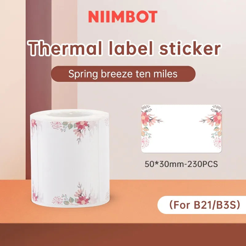 B21 Supplies Paper Fancy Color White Label Sticker Print Paper Roll For Niimbot B21 B1 B3S Printer Tear-proof Water / Oil-proof