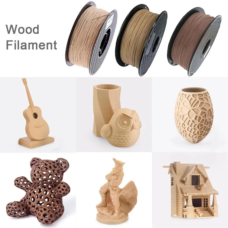 3D Printer Filament Wood PLA 1.75mm Light Dark Wooden Filament 1Kg 500g 250g For Choose 1.75 Threads 3D Printing  Material