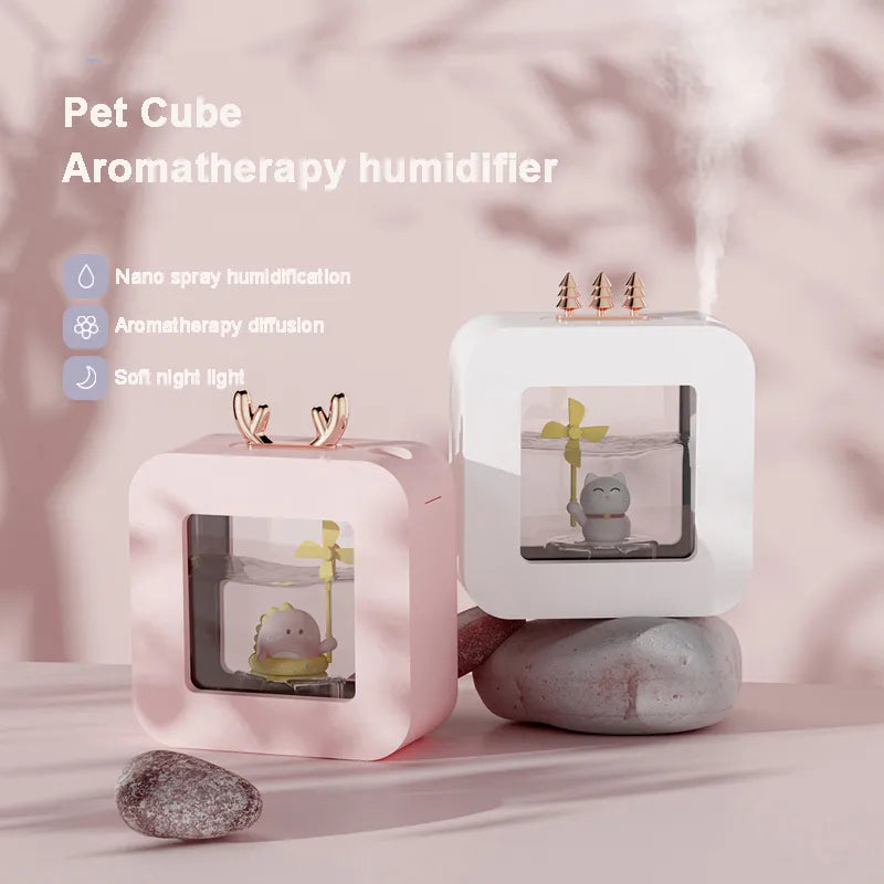 450ml Air Humidifier Portable Aroma Oil Diffuser USB LED Light Aromatherapy Wireless Adroable Cute Pet Air Humidifier