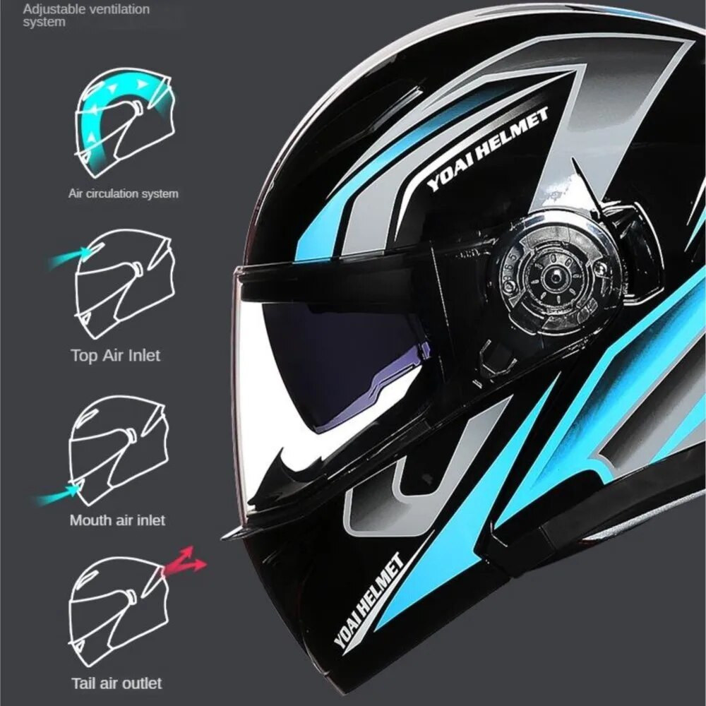 2023 Bluetooth Motorcycle Helmet Full Face With Headset Intercom DOT Certification Casco Moto Double Lens Motorcycle Equipments