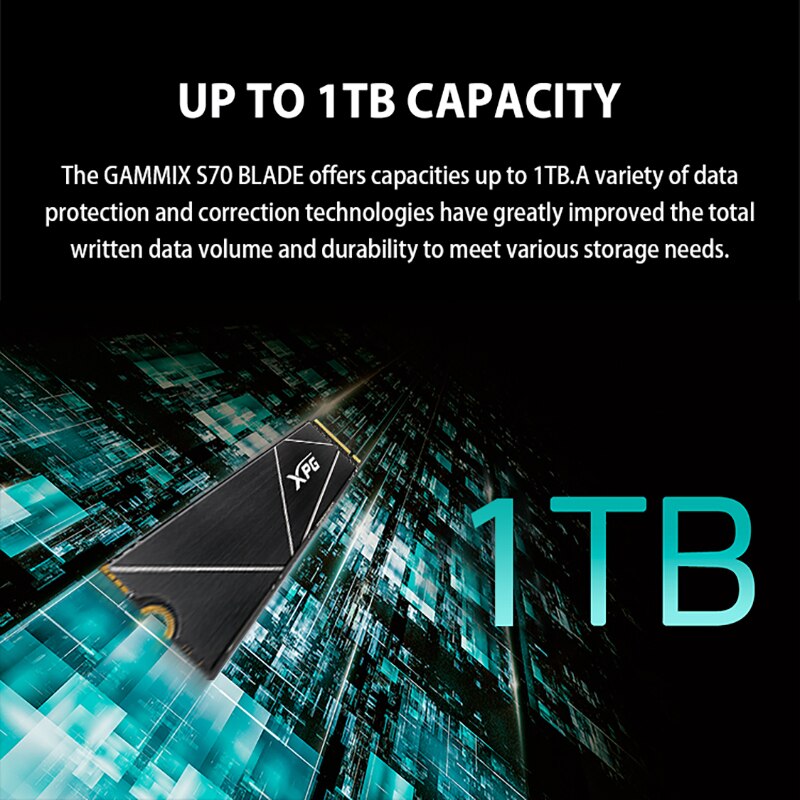 ADATA Nvme M.2 SSD M2 2280 PCIe 4.0 X4 XPG GAMMIX S70 BLADE SSDs 1TB 512GB 2TB Internal Solid State Drive HDD Hard Disk for PS5