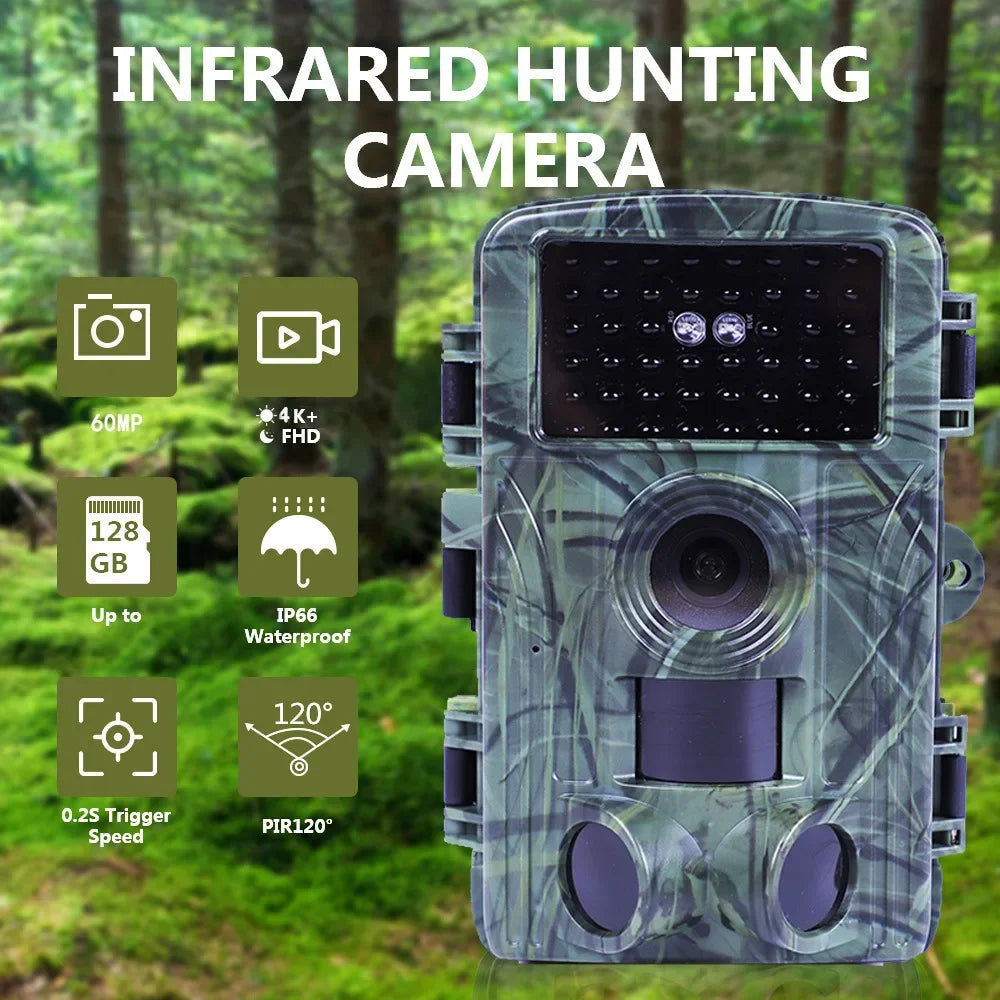 60MP WIFI Outdoor Hunting Trail Camera PR1600 4K Wildlife Cam Track Motion Activated Infrared Night Vision Waterproof Photo Trap