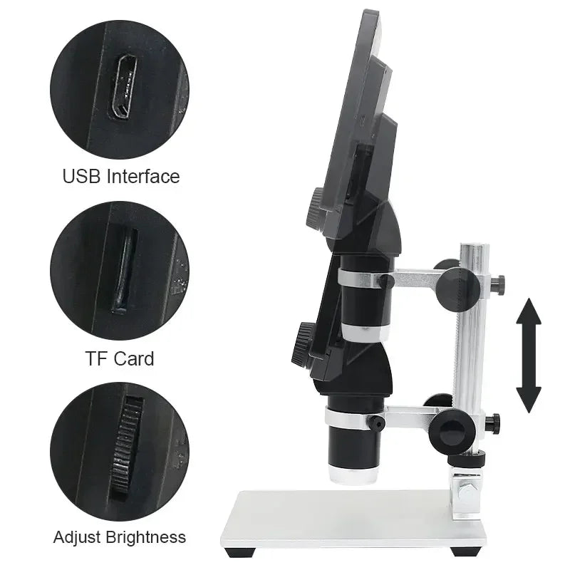 1200X Microscope Digital Portable 7" LCD Video Microscope 12MP for Soldering Electronic PCB Inspection Continuous Zoom