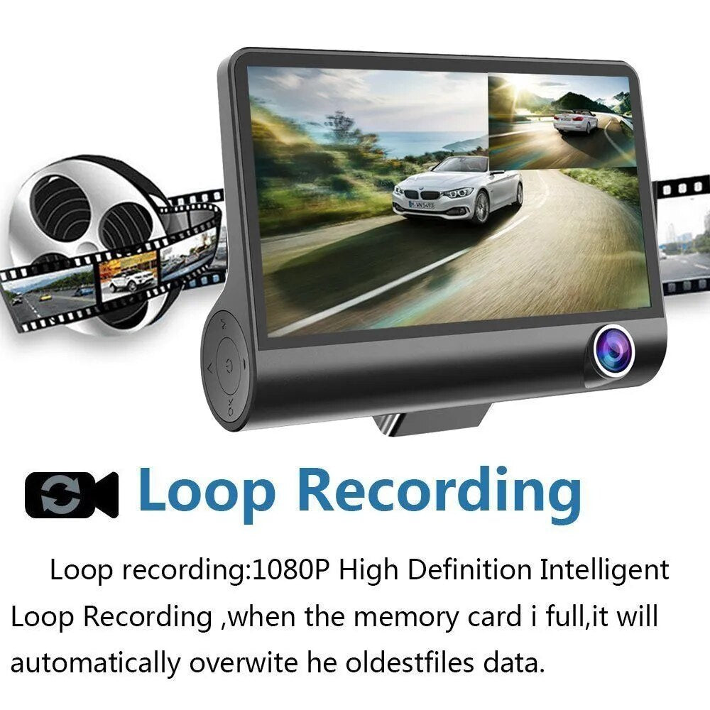 Car DVR 3 Cameras  4.0 Inches Dash Cam Car Video Recorder Auto Registrator Dvrs Dash Cam with 3 Ways Cameras