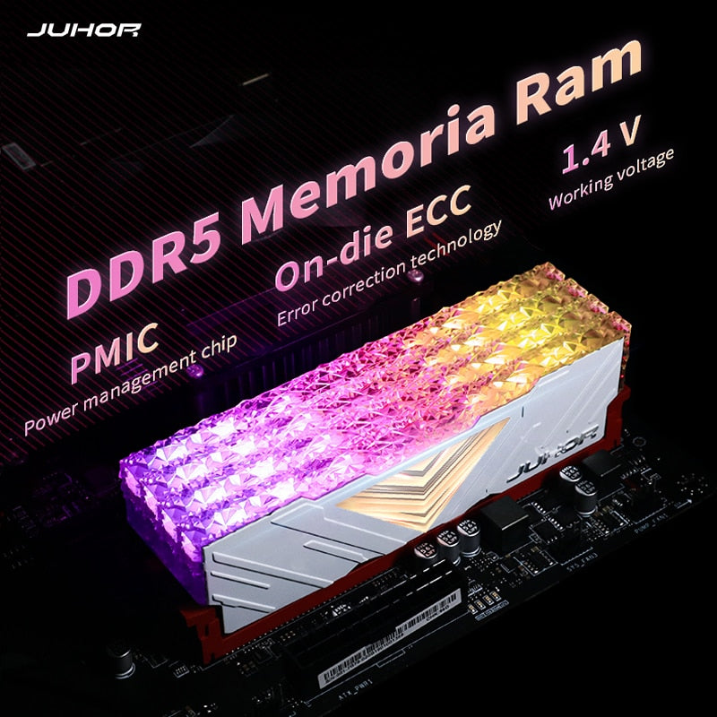 JUHOR Memoria Ram RGB DDR5 16GB 6400MHz  16GB X2 UDIMM Desktop UDIMMRAM PC Computer Memory Hynix Chip