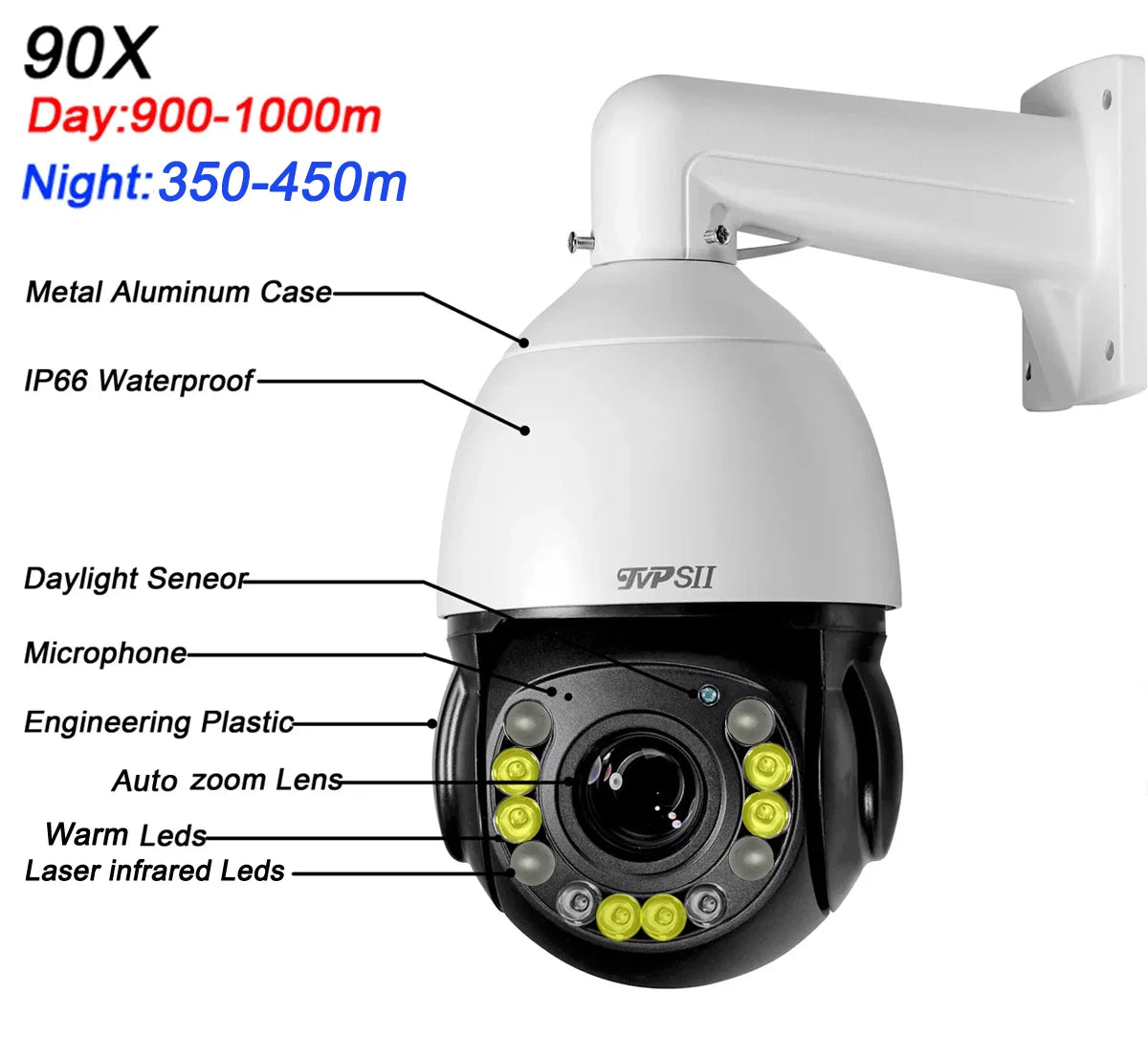 Full Color Auto Tracking 8MP 4K 15X 54X 90X Optical Zoom Rotation Audio Outdoor ONVIF POE PTZ IP Surveillance Speed Doom Camera