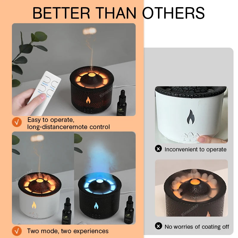 Jellyfish Smoke Ring Volcanic Flame Aroma Diffuser 360ml Aromatherapy Essential Oil Diffuser Air Humidifier Christmas Gift