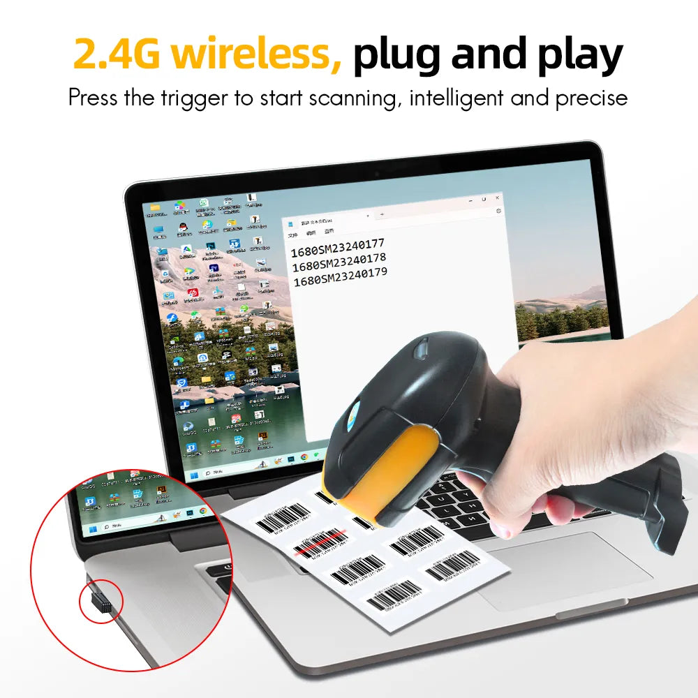 1D/2D  Supermarket Handhel  Barcode Bar  Code Scanner  Reader QR   PDF417 Bluetooth 2.4G Wireless &Wired USB Platform