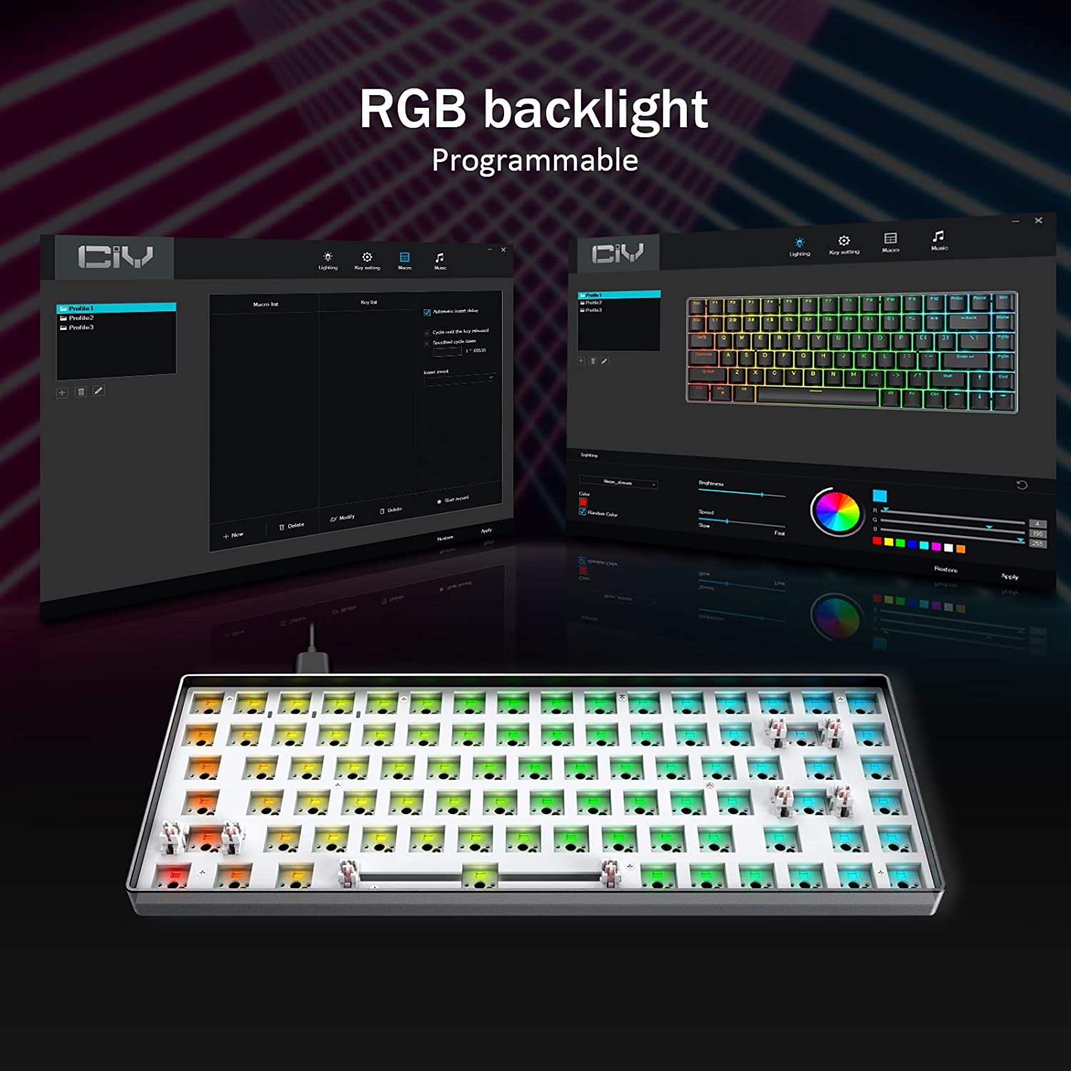 ZUOYA Tester84 Hot Swap RGB Backlight Gaming Mechanical Keyboard Kit WiredSupport DIY Cute Girl Keyboard Kit