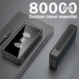 80000mAh Portable Wireless PowerBank Charger Double USB Outdoor Emergency External Battery Power Bank for Xiaomi Samsung Iphone