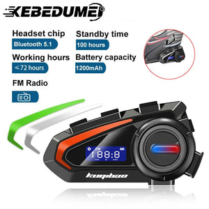 Bluetooth Motorcycle Helmet Headset Waterproof FM Radio Wireless Headphones Voice Control Roise Reduction Earphone three-colour