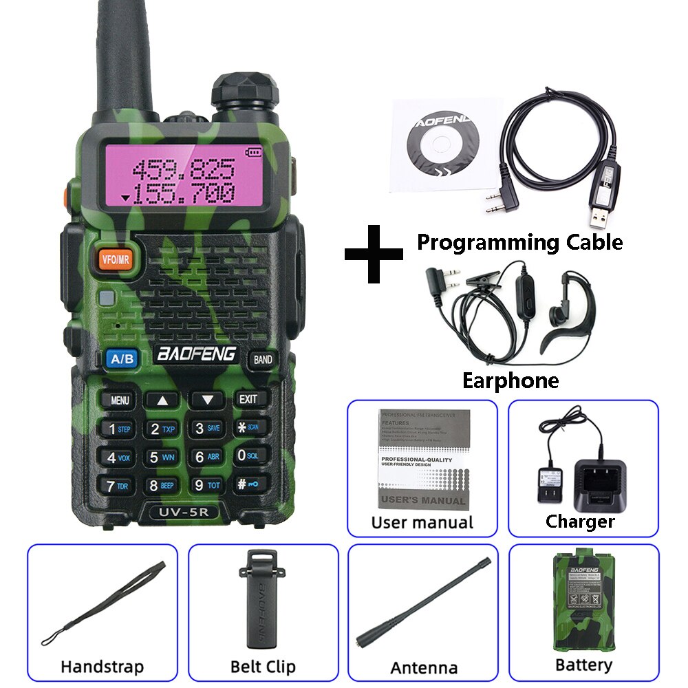 BaoFeng UV 5R Walkie-Talkie Dualband Long Range Two Way Radio For Hunting Portable FM cb Radio Stations Transceiver Wireless Set