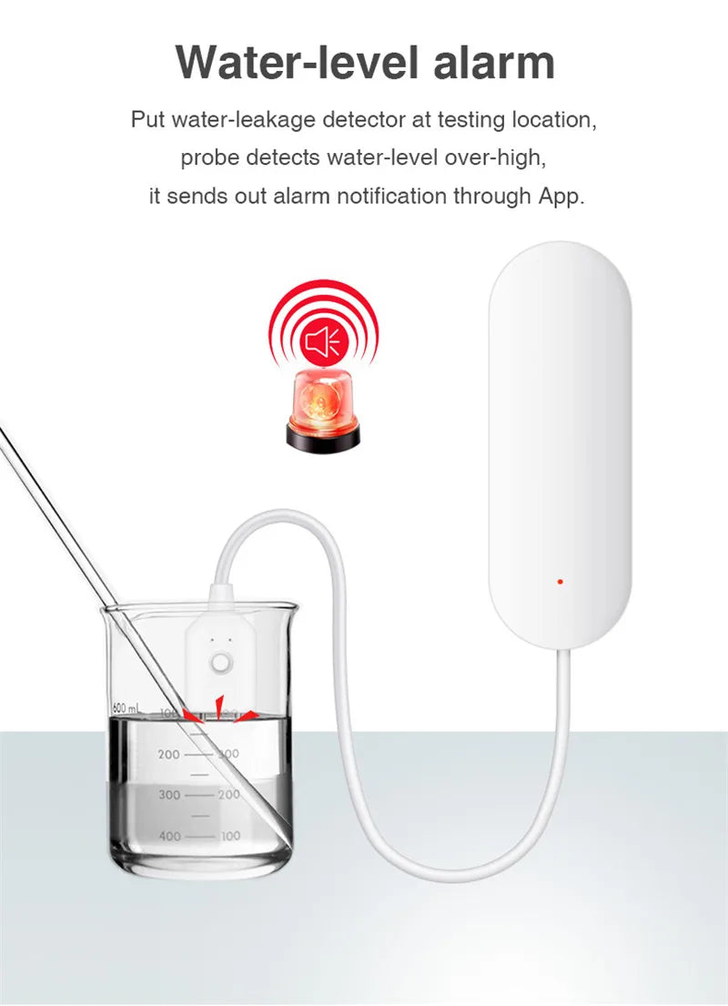Tuya WiFi Smart Water Detector Leakage Alarm Detector Water Level Alarm Household Overflow Security Alarm Smart Life APP Control
