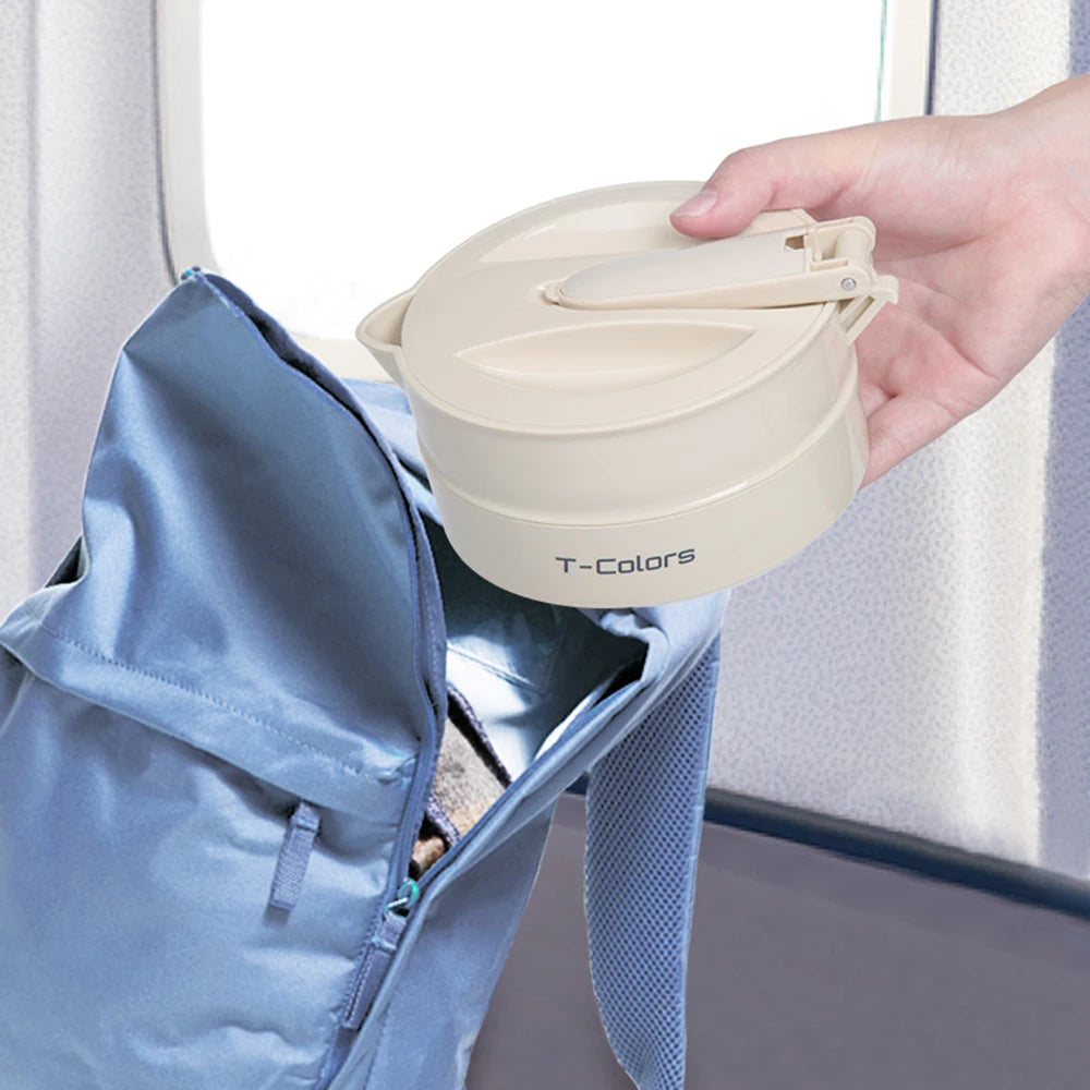Folding Portable Electric Kettle 800ML Handheld Boiling Pot Automatic Cooking Coffee Pot 110V- 220V Water Boiler for Travel Home