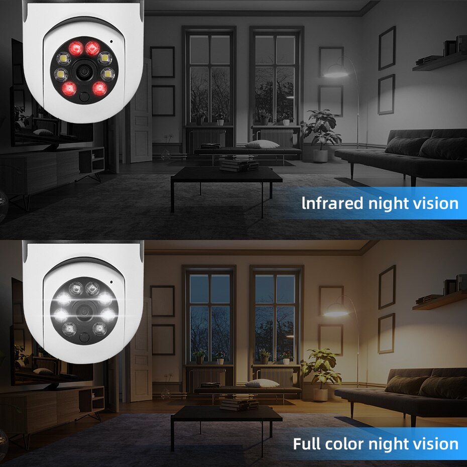 Fuers 5G Wifi IP E27 Bulb Surveillance Camera Night Vision Wireless Home Camera 2MP CCTV Video Security Protection Baby Mini Cam