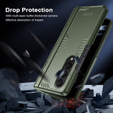 Shockproof Armor Case for Samsung Galaxy Z Fold 4 Built-in Kickstand Full Hinge Protection Rugged Protective Screen Protector