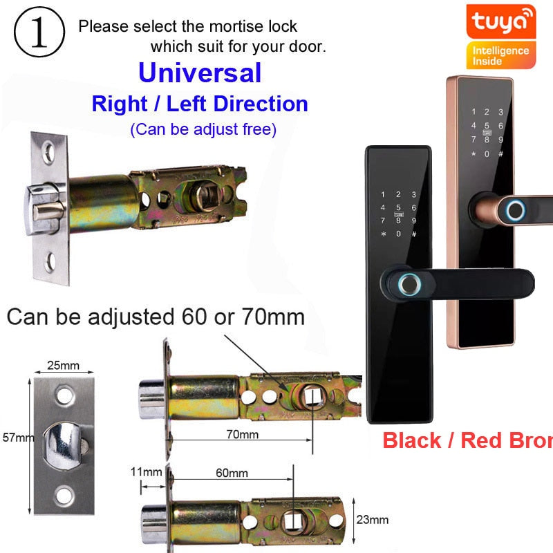 NEW RAYKUBE H4 Tuya Electronic Lock Wifi Smart Door Lock Fingerprint Lock Password IC Card Key USB Charge For Smart Home