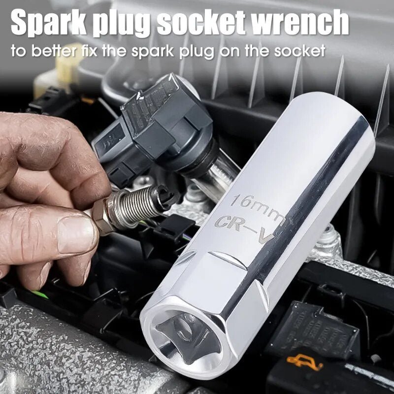 Car Spark Plug Socket Universal Magnetic Spark Plug Wrench Spark Plug Removal Auto Repair Tools Practical Accessories 14/16mm