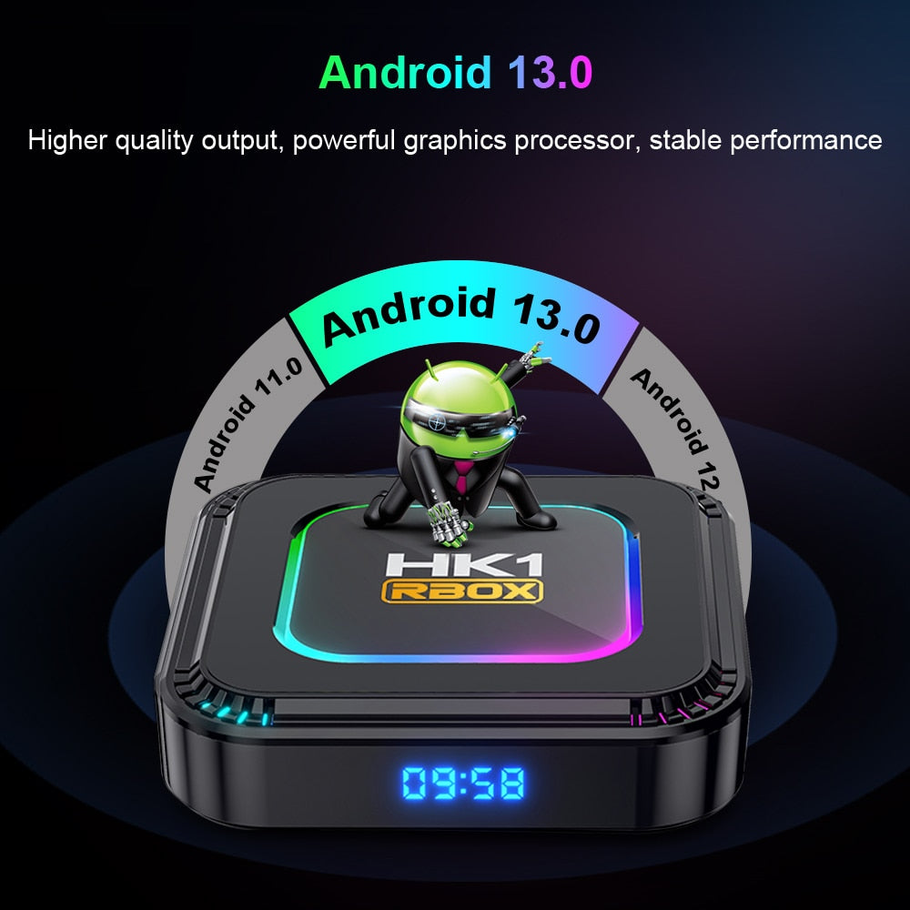 LEMFO Smart TV Box HK1 RBOX K8 Android 13 8K Android TV Box RGB Light 4GB 128GB RK3528 WiFi6 Dual Wifi 2023 PK Android 12 6K