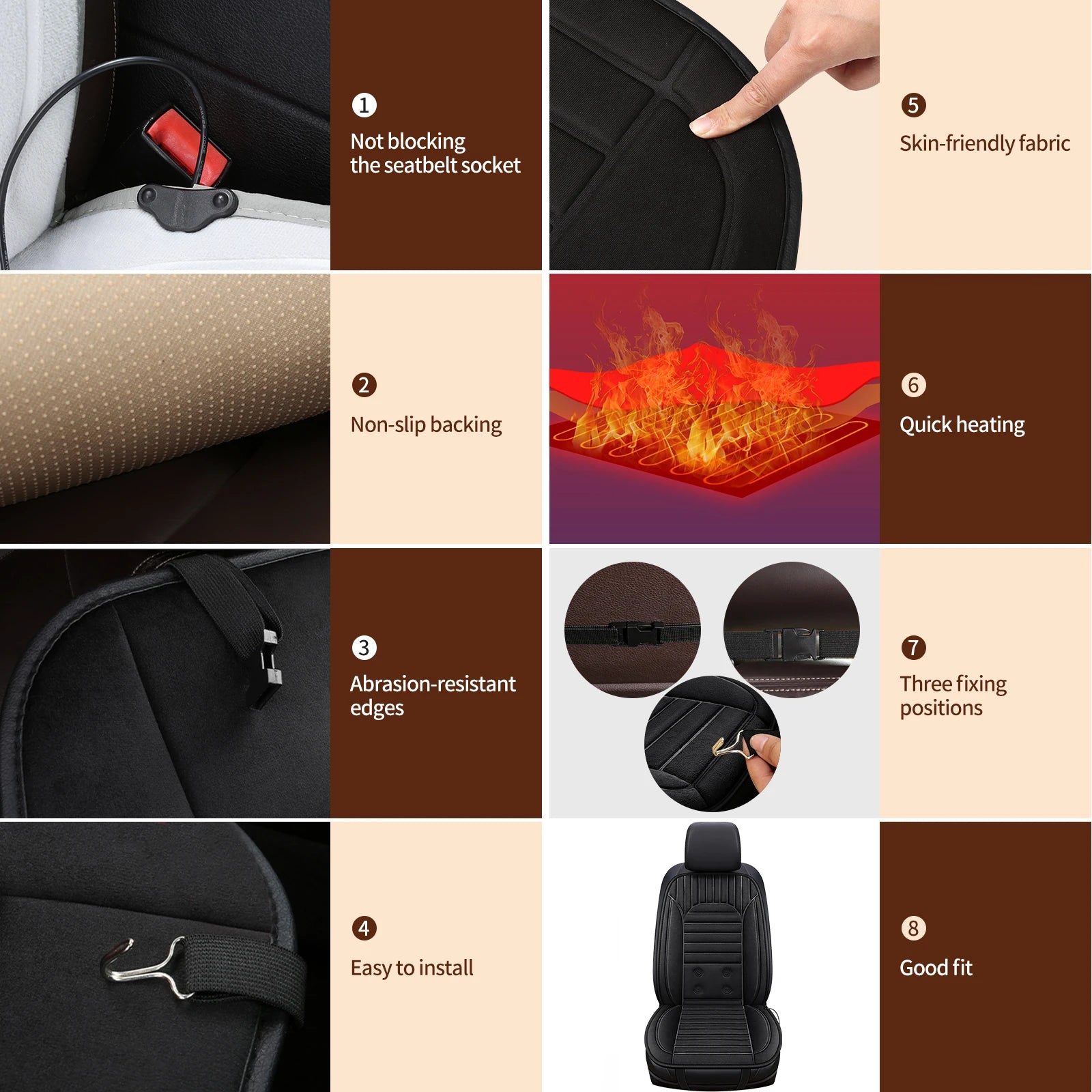 Car Heating Cushion, Heated Seat Cushion Set, Perfect Car Heated Seat Covers, Cigarette Lighter Plugged in Suitable for Winter S