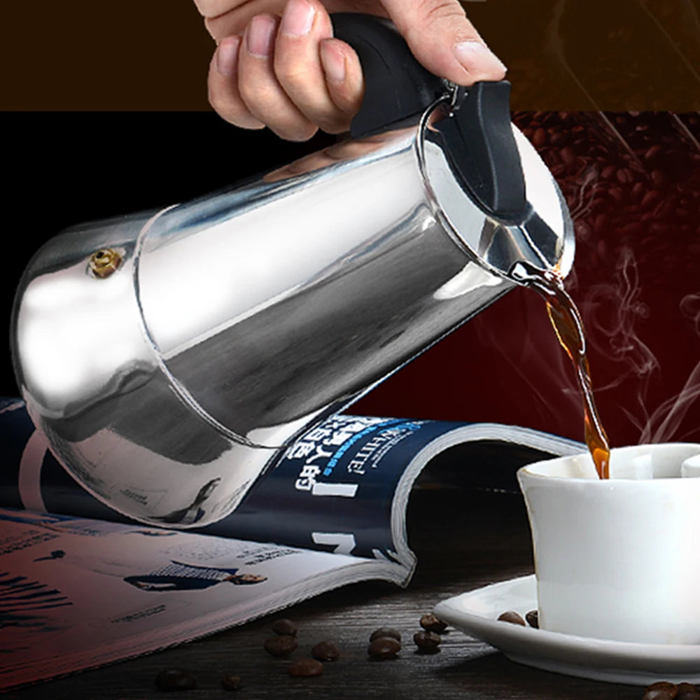 Stove Top Moka Coffee Pot Stainless Steel Filter Italian Espresso Coffee Maker Percolator Tool Mocha Cafetiere 100/200/300/450Ml