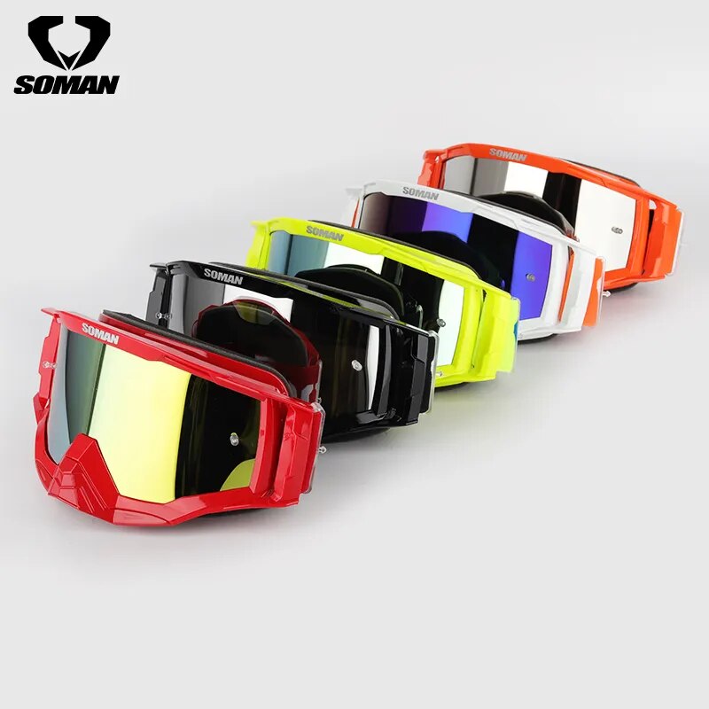 SOMAN Motocross Goggles UV Resistant Downhill Moto Glasses Dustproof Cross Glasses Bike Goggles Off Road Motorcycle Gafas Winter