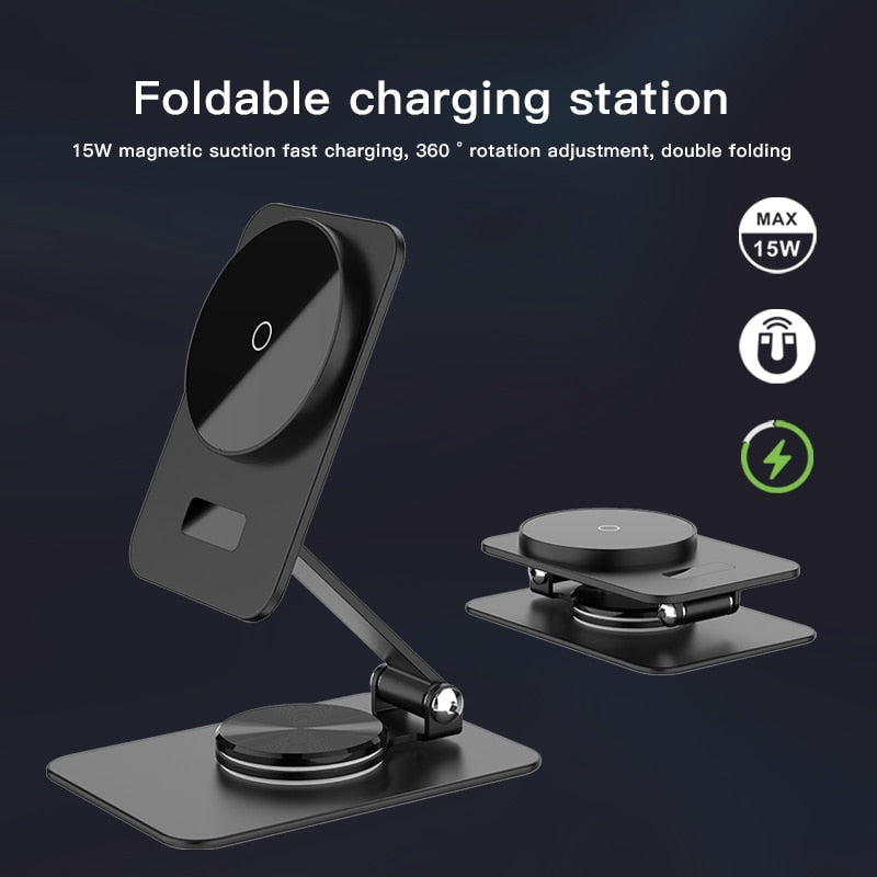 Magnetic Wireless Charger Phone Holder Stand for Magsafe iphone 14 13 12 pro max Fast Charging Station