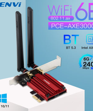 WiFi 6E AX210 5374Mbps Tri Band 2.4G/5G/6Ghz Wireless PCIE Adapter Compatible Bluetooth 5.3 Network WiFi Card For PC Win 10/11