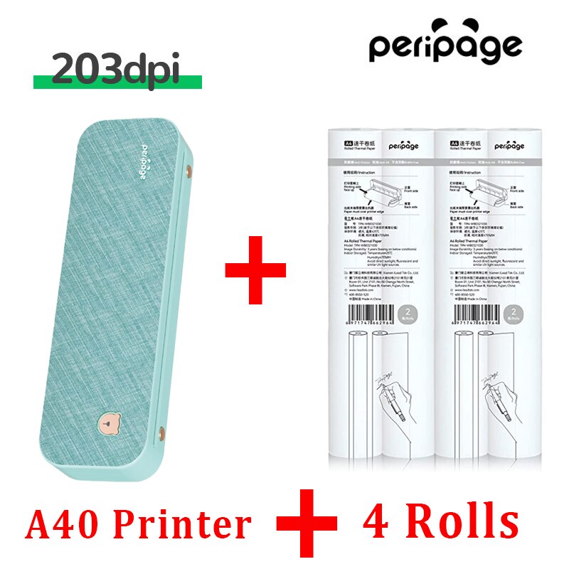 PeriPage 304DPI A4 Portable Printer Wireless Print PDF Webpage Contract Document Printers Study Bluetooth Mini A4 Printer