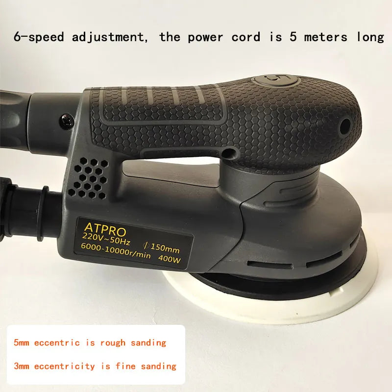 6 Inch  Random Orbital Electric Sander Machine Variable Speed Sanding Tools with Hybrid Dust Canister