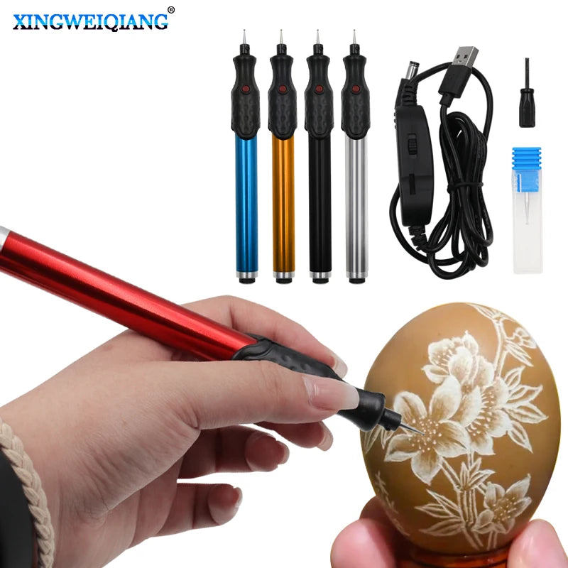 Electric Engraving Pen DIY Craft Scripture with Wrench Grinding Head for Metal Aluminum Diamond