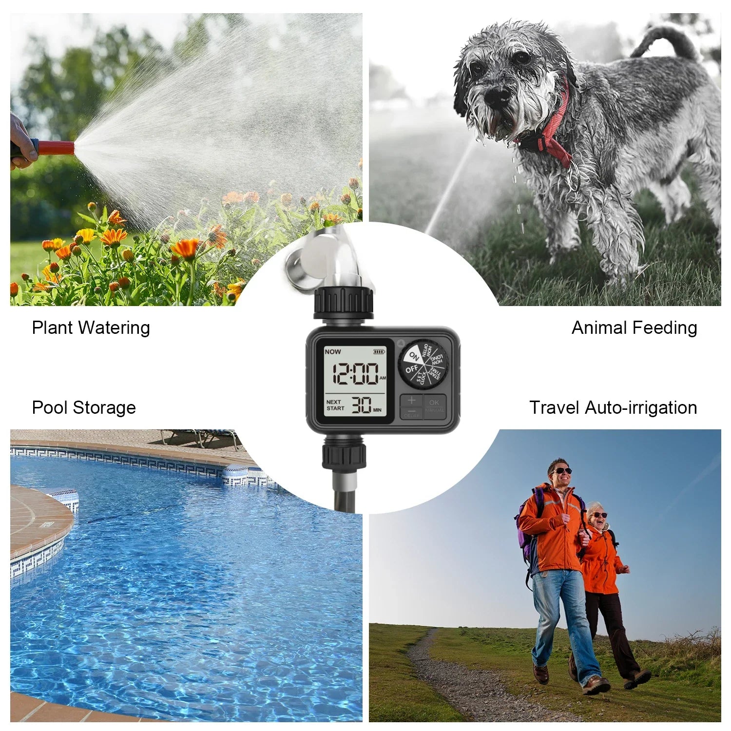 Eshico HCT-M02 Water Timer Newest Digital Sprinkler with Manual/Automatic 2-Watering Modes Suitable for Different Outdoor Scenes