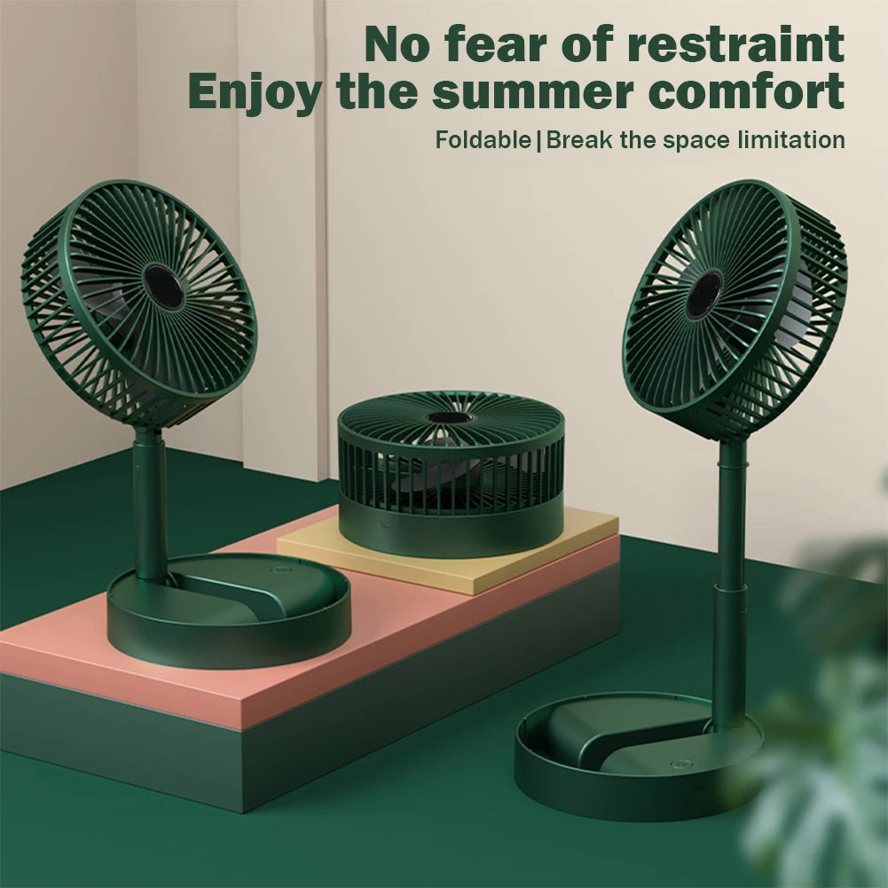 Air Conditioner Cooling Fan Foldable Desktop Electric Fan USB Rechargeable 3 Speed Summer 2000mah Low Noise for Office Bedroom