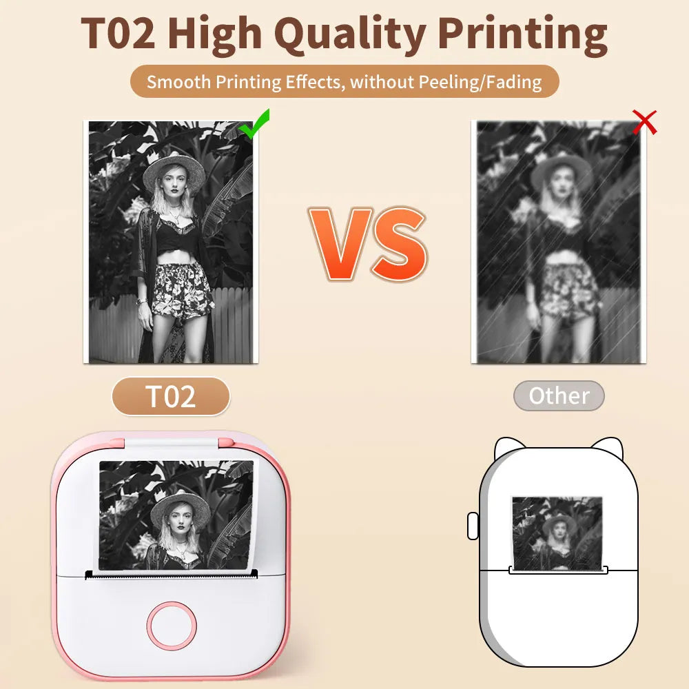 Phomemo Portable Mini Thermal Printer T02 Mini Pocket Label Printer DIY Self-adhesive Sticker Label Machine Various Label Paper