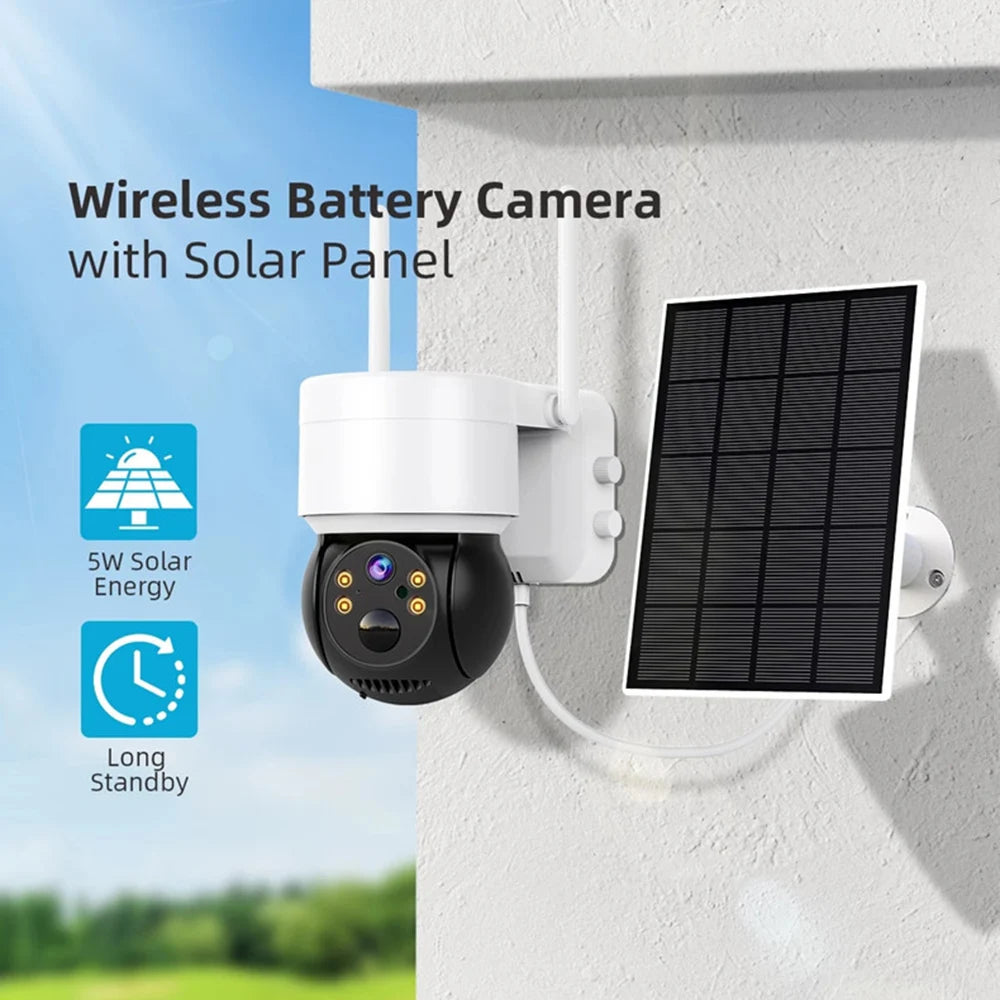 3MP Network Camera Solar Panel WiFi Solar CCTV PTZ Camera Outdoor Smart 2K Wireless Solar Security WiFi Battery Power IP Camera