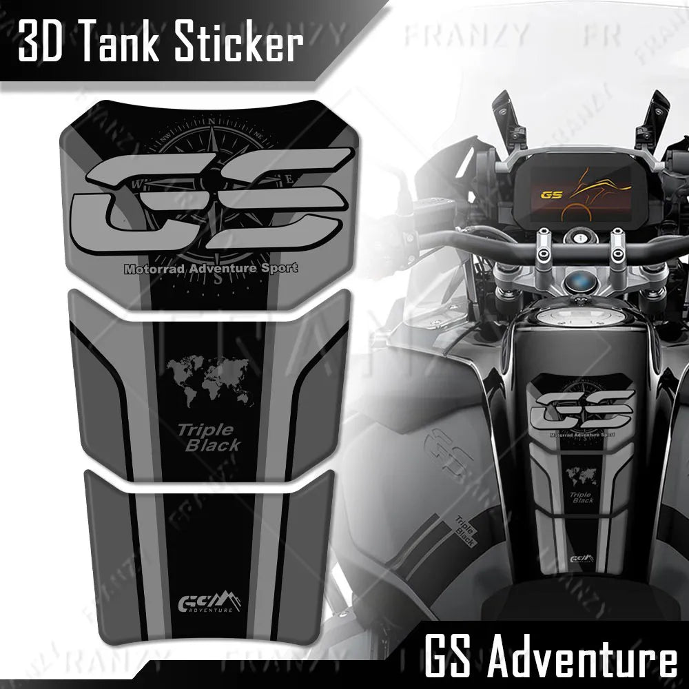 For BMW R1200GS ADV R1250GS R 1250 GS Adventure 3D Motorcycle Tank Pad Sticker Protector Triple black 40 years Decal 2022 2023