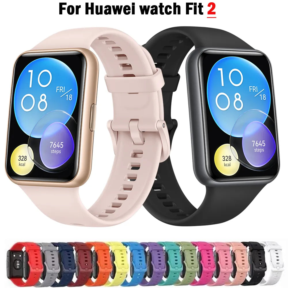 Silicone Band For Huawei Watch FIT 2 Strap smart Wrist watchband metal Buckle sport Replacement bracelet fit2 correa Accessories