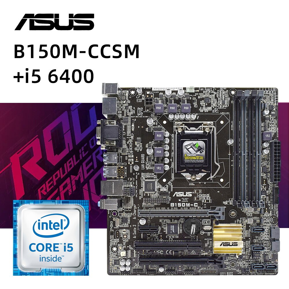 LGA 1511 Motherboard ASUS B150M-C/CSM +i5 6400 Motherboard kit pic-e 4.0 Intel B150 chipset DDR4