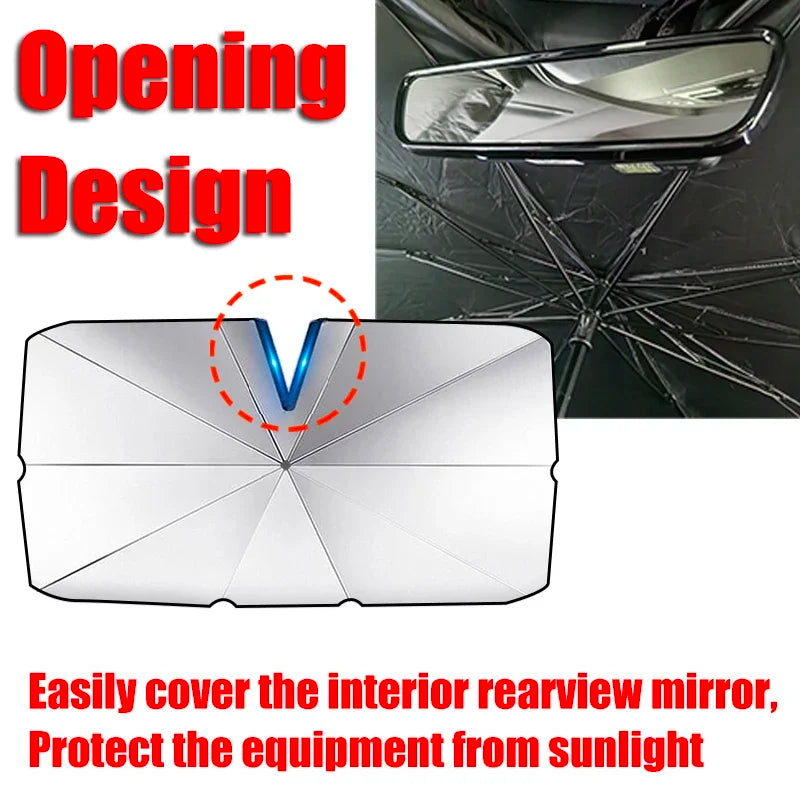 Car Sunshade Front Windshield Parasol V-shaped for EV Sun-proof and Heat-insulation Foldable Sun Shade Umbrella New Style