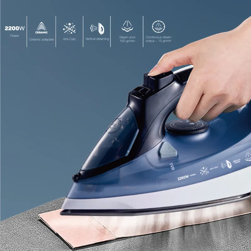 Steam iron hand-held hanging electric with cord for wet and dry use 2200W Portable Clothes Pressing Laundry Appliances Household