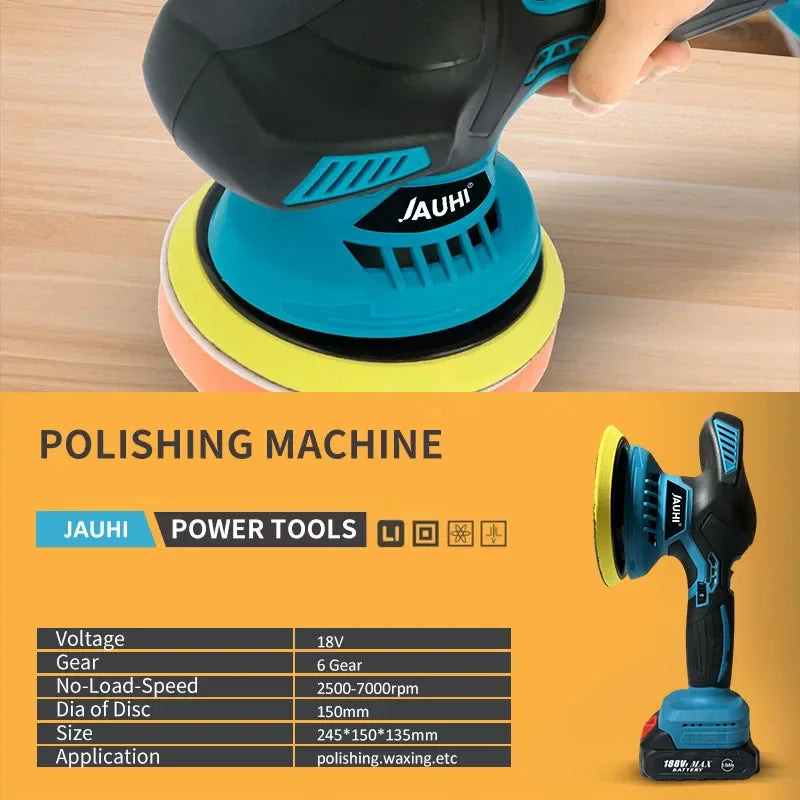 JAUHI Cordless Car Polisher Electric Polisher Wireless Automobile Car Polishing Sealing Glaze Machine For Makita 18v Battery