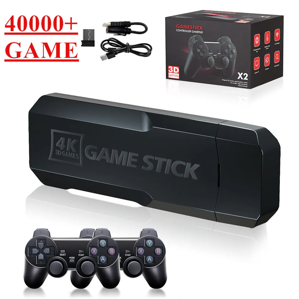 GD10 Video Game Stick 4K Console 2.4G Double Wireless Controller 40000 Games 128GB Retro Games for PS1/GBA Boy Christmas Gift