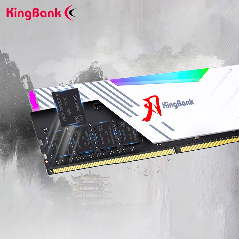 Kingbank DDR5 RGB Memory Module 6000 6400mhz 16GB 32/64GB Desktop Computer ram Memory Memoria RGB Light Strip CJR Granules Hynix